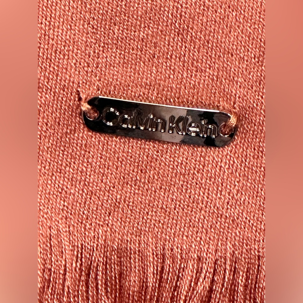 Calvin Klein Pink Silk Scarf Wrap - Picture 5 of 11